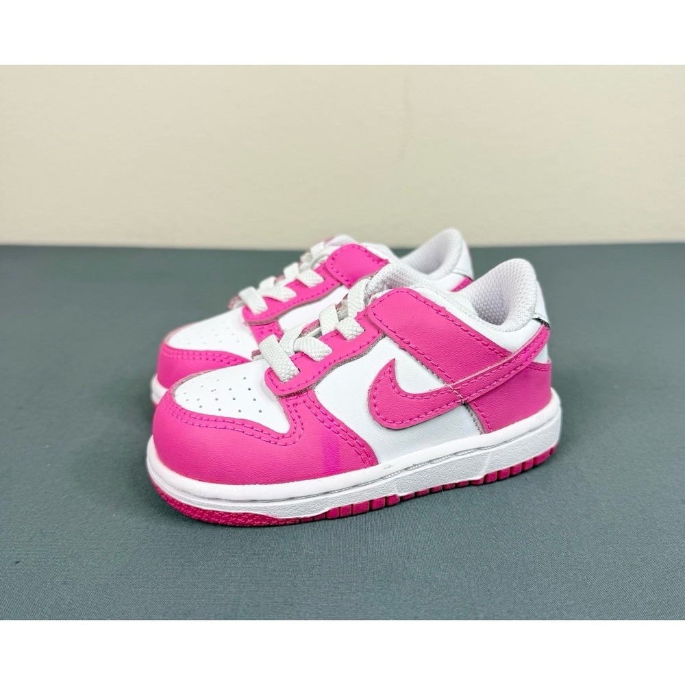 Nike Dunk Low TD Kids Size 5C Pink White Sneakers FB9107-102 Toddler Shoes